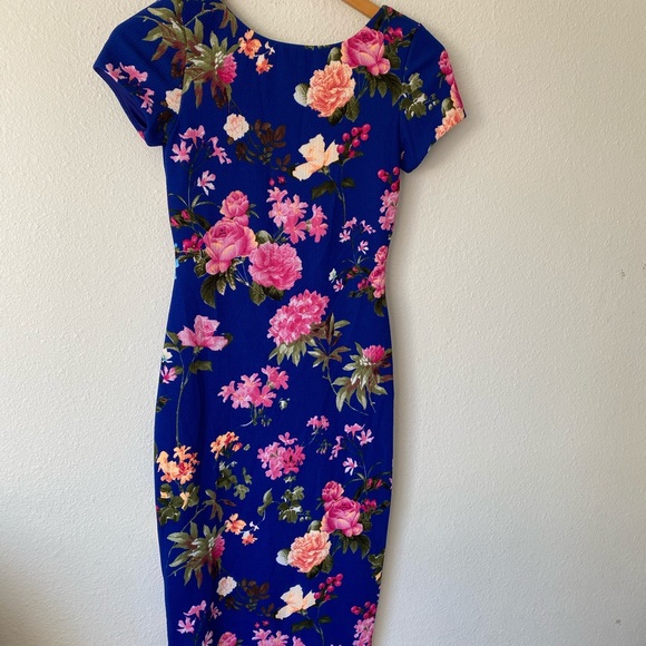 Vava voom pink rose royal blue midi dress Xs - Picture 4 of 16